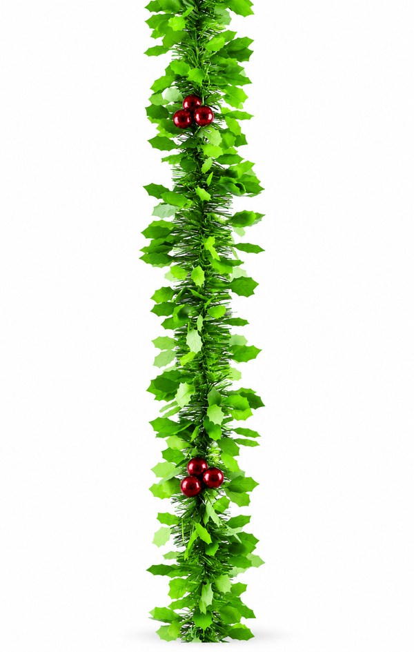 Green Holly Berry Christmas Tinsel – 2m