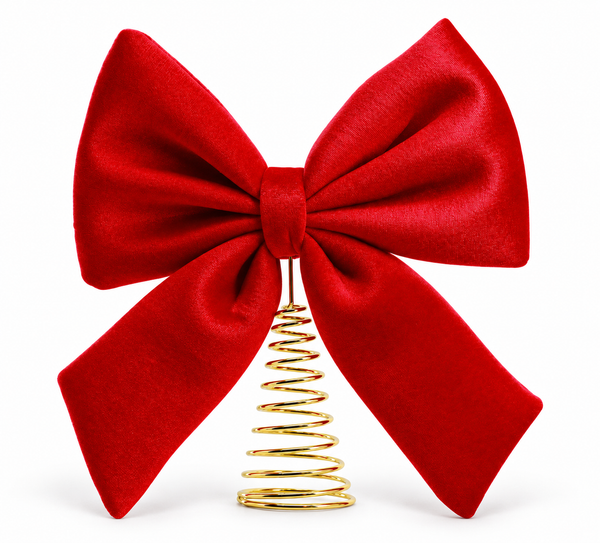 Red Velvet Bow Christmas Tree Topper