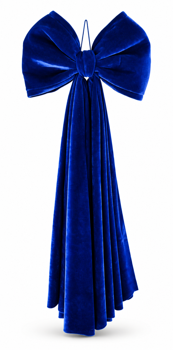 Midnight Blue Draping Tail Christmas Bow