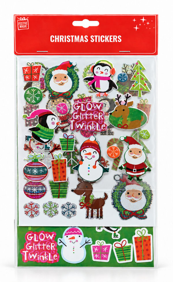 Laser Christmas Character Stickers - 3 Sheets