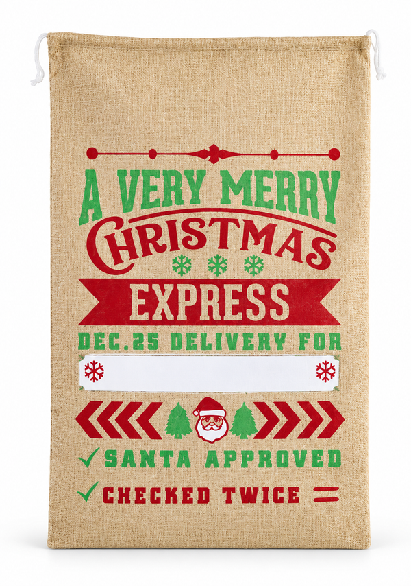 Stamped Christmas Gift Sack - 78 x 48 cm