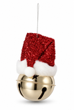Christmas Bell with Tinsel Santa Hat