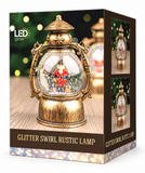 LED Glitter Swirl Rustic Christmas Lantern