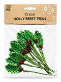 Decorative Holly Berry Picks – 12 Pack