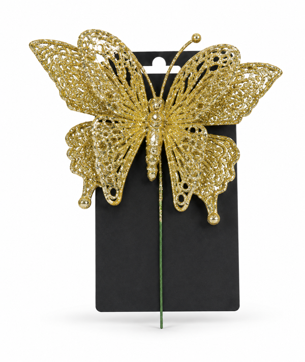 Glitter Butterfly Christmas Pick