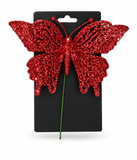 Glitter Butterfly Christmas Pick