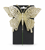 Glitter Butterfly Christmas Pick