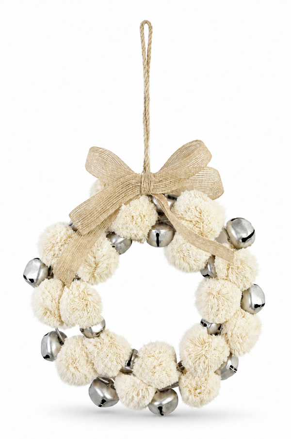 Pom-Pom and Jingle Bell Christmas Wreath