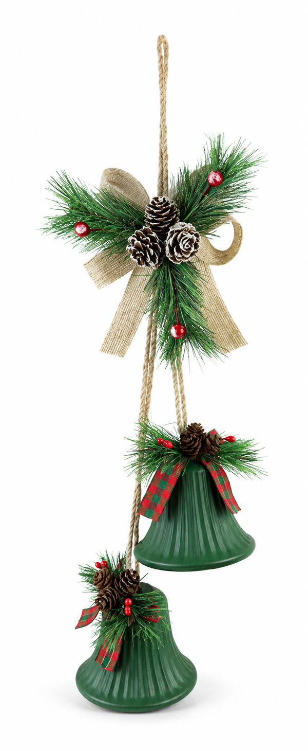 Vintage Ribbed Bell Hanging Decoration – Two Bells