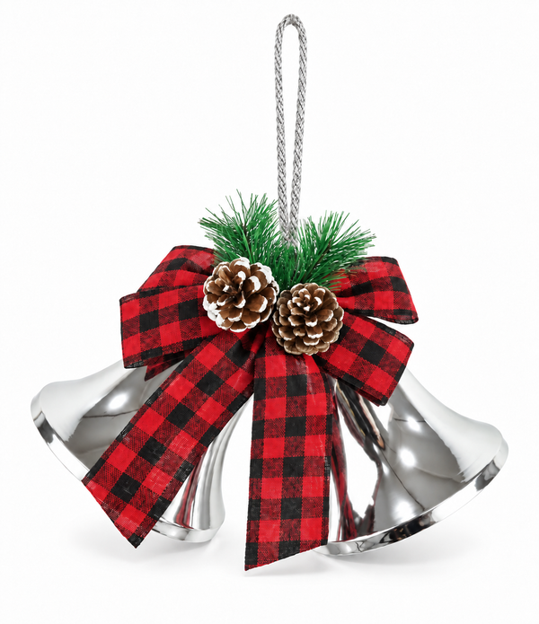 Shiny Twin Christmas Bells with Bow