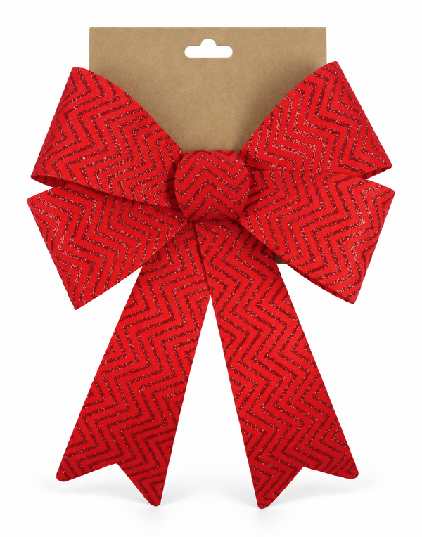 Red Glitter Christmas Bow 20 x 27cm