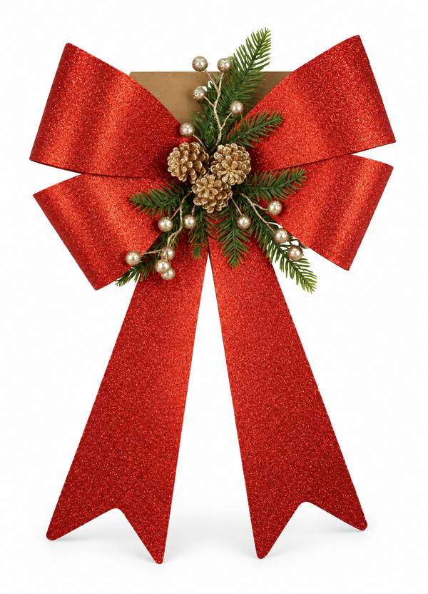Christmas Bow with Foliage 38 x 50cm