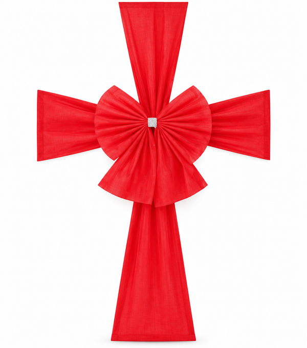 Red Christmas Door Bow with Sash
