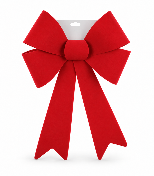 Extra Large Red Flocked Christmas Bow 40 x 58cm