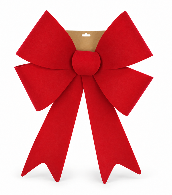 Jumbo Red Flocked Christmas Bow 50 x 63cm