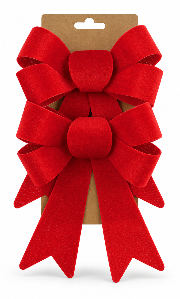 Velvet Christmas Bows 15 x 17cm - 2 Pack
