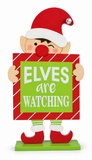 Peeking Santa & Elf Table Sign – 37 cm