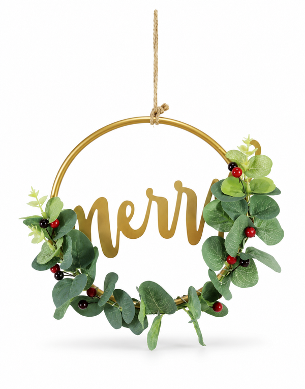 Mistletoe Merry Half Wreath 26 cm