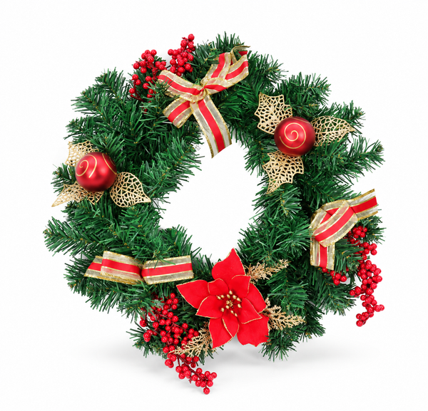 Red Poinsettia Christmas Wreath 40 cm