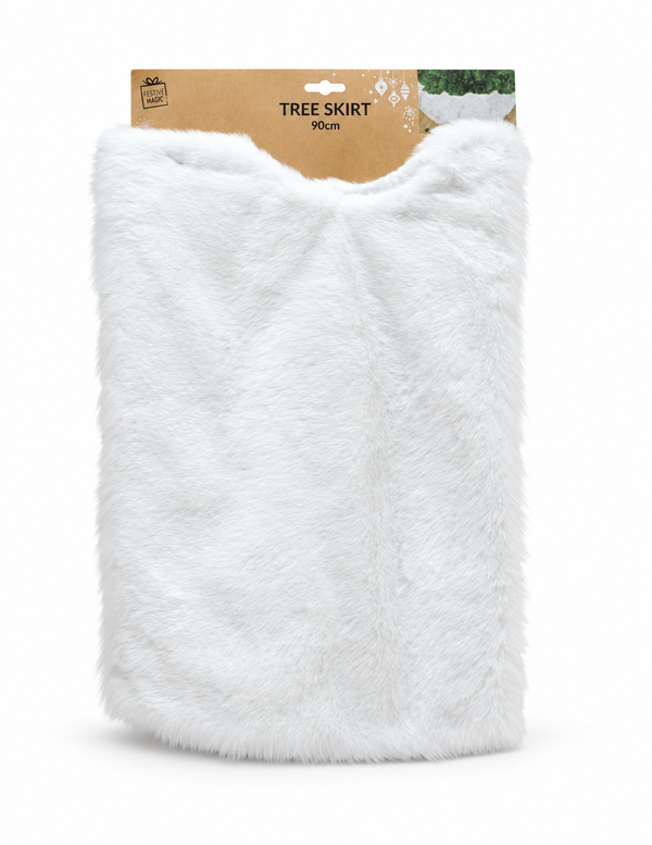 White Plush Christmas Tree Skirt 90 cm