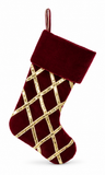Deluxe Velvet Christmas Stocking with Gold Trellis - 53 cm