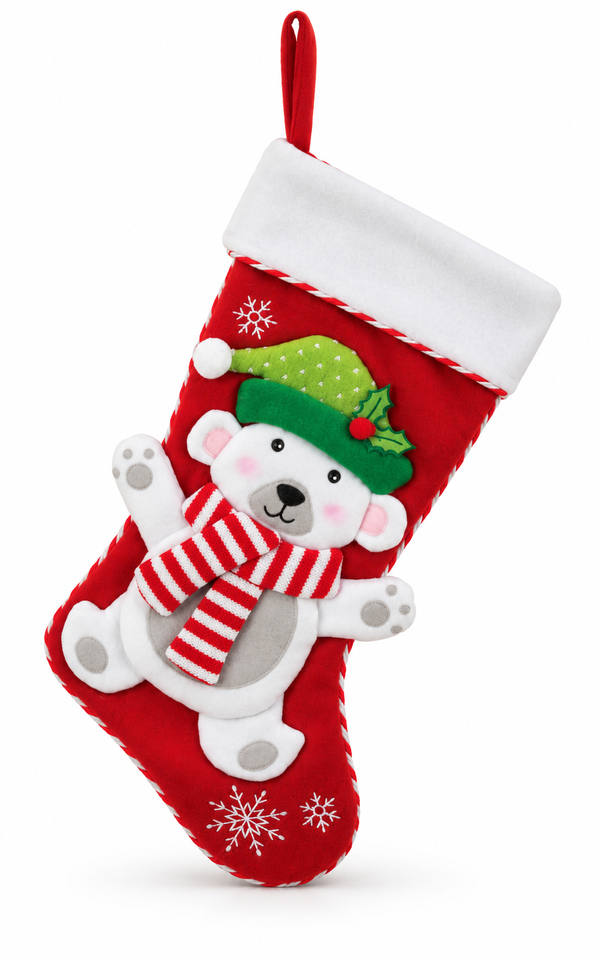 Chunky Character Fleece Christmas Stocking - 50 cm