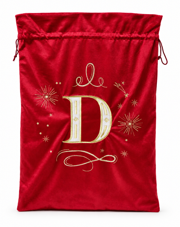 Embroidered Initial Christmas Gift Sack - 70 x 50 cm