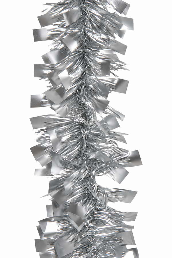 Matte Silver Christmas Tinsel – 2m