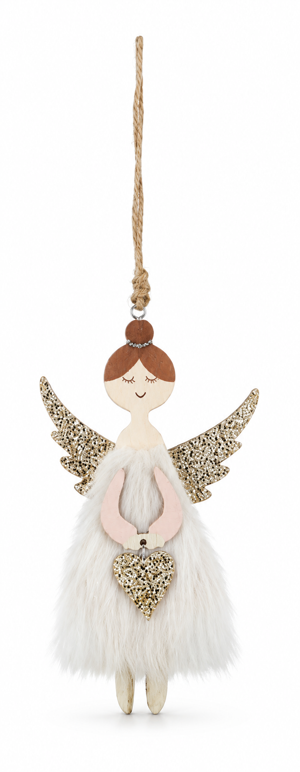 Decorative Hanging Fur Angel – 18cm