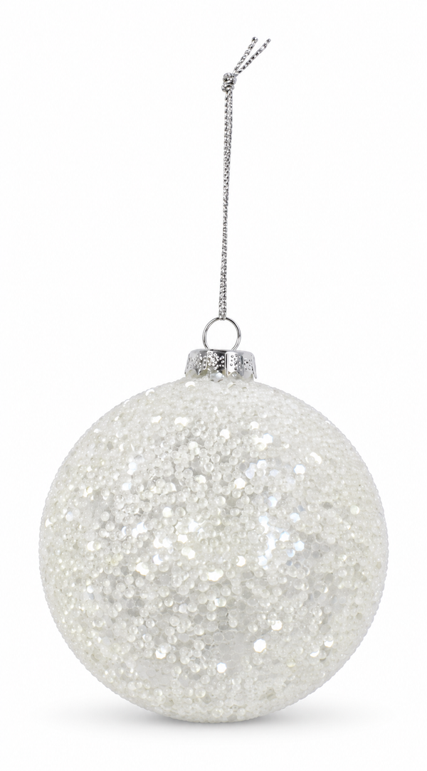Icy Bead Glass Christmas Bauble 80 mm