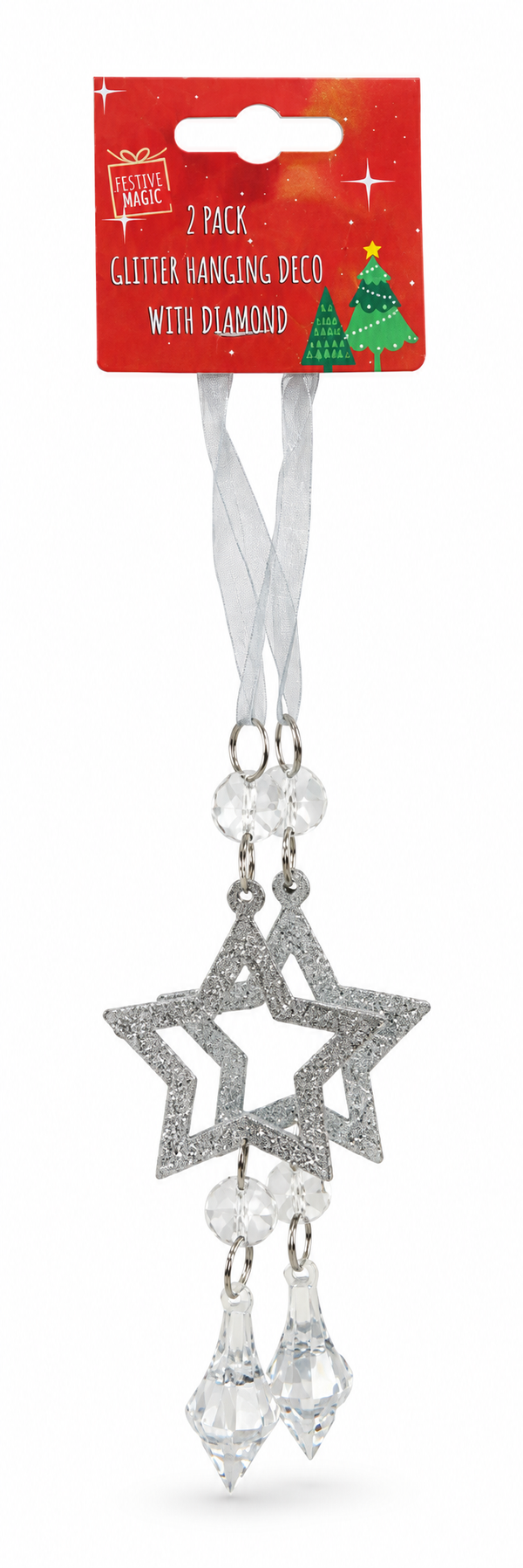 Acrylic Star and Drop Hanging Decorations – 2 Pack