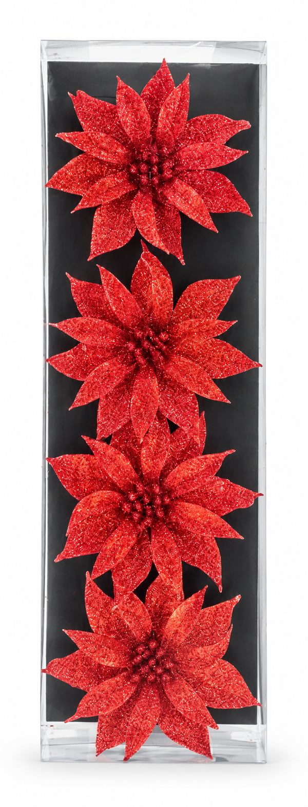 Glitter Poinsettia Clips – 4 Pack