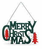 Flocked Merry Christmas Hanging Plaque