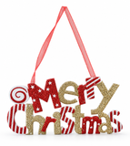 Glitter Merry Christmas Hanging Plaque