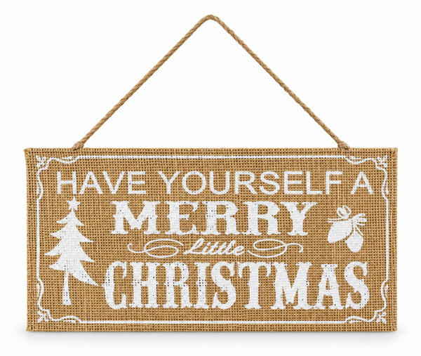 Vintage Hessian Christmas Plaque – 30 cm