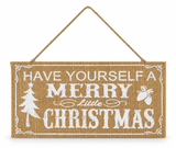 Vintage Hessian Christmas Plaque – 30 cm
