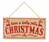 Vintage Hessian Christmas Plaque – 30 cm