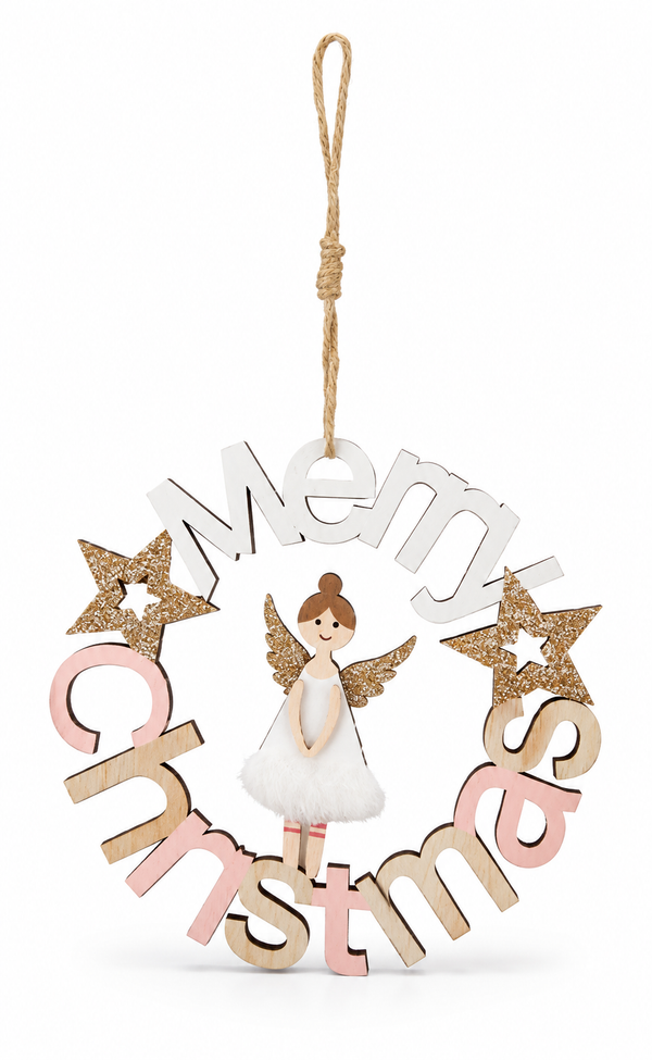 Merry Christmas Angel Wreath Plaque