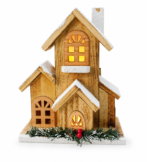 LED Rustic Wooden Christmas Tower House