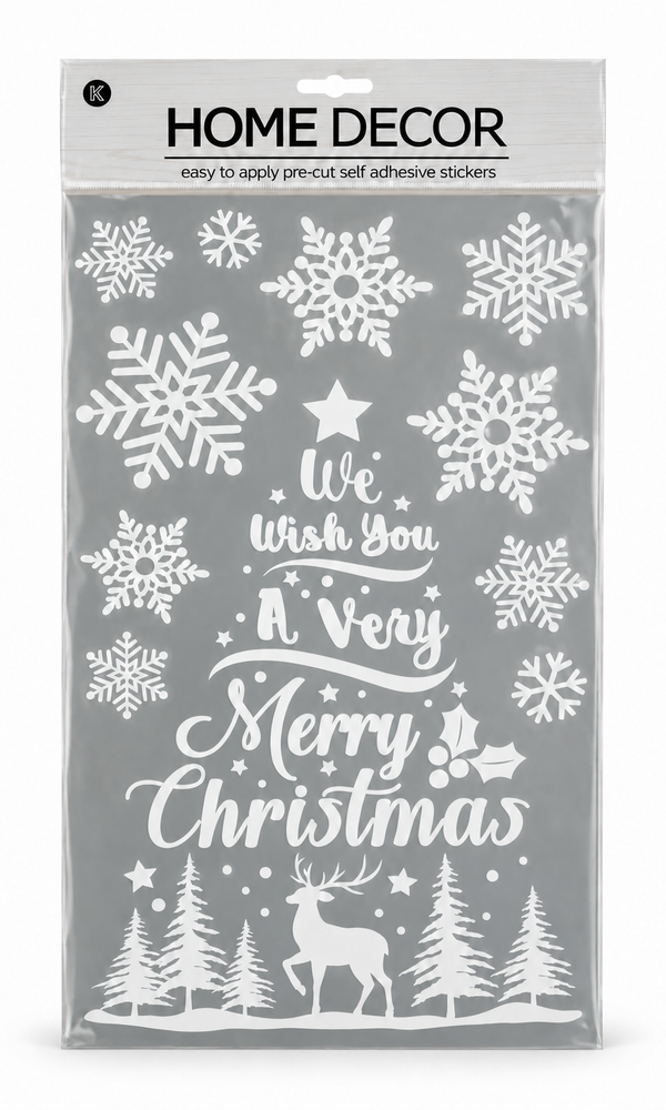 White Sketch Style Window Cling Decorations