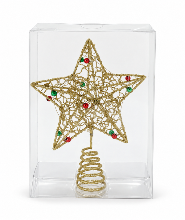 Glitter Bead Star Tree Topper – 16cm