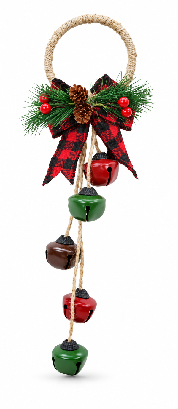 Rustic Five-Bell Christmas Door Hanger