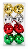 Multicolour shiny Christmas nutbells, 40 mm, 8-pack