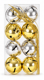 Silver and gold shiny Christmas nutbells, 40 mm, 8-pack
