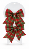 Fabric Christmas Bows with Gold Detail - 2 Pack