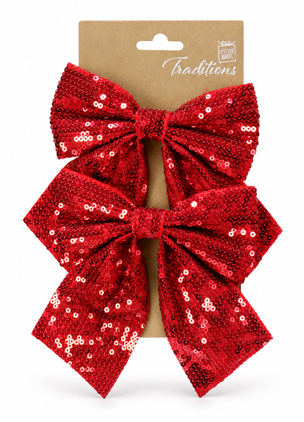 Sequin Christmas Bows - 2 Pack