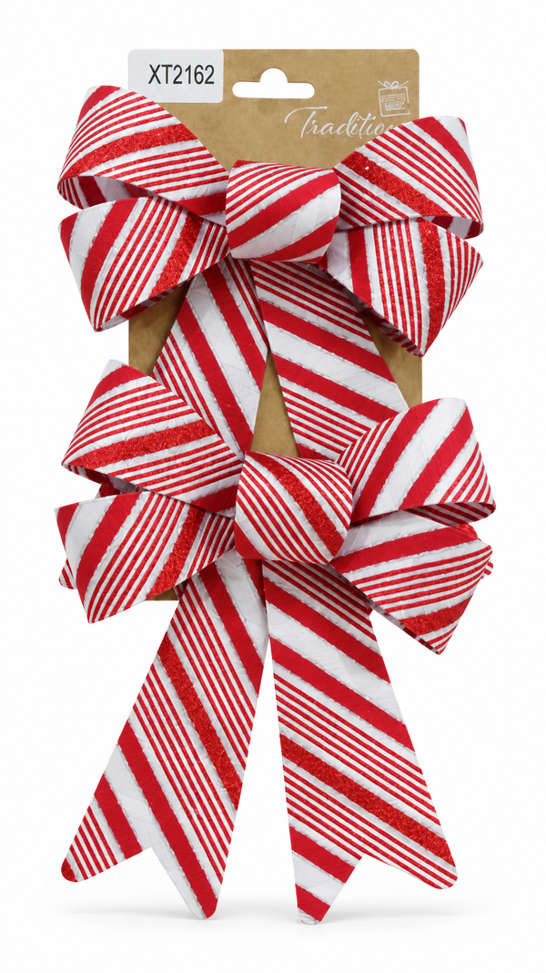 Striped Christmas Bows - 2 Pack