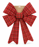 Extra Large Red Flocked Check Christmas Bow