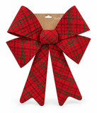 Extra Large Red Flocked Check Christmas Bow