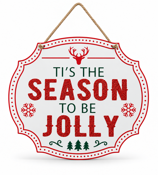 Glitter Christmas Message Hanging Plaque